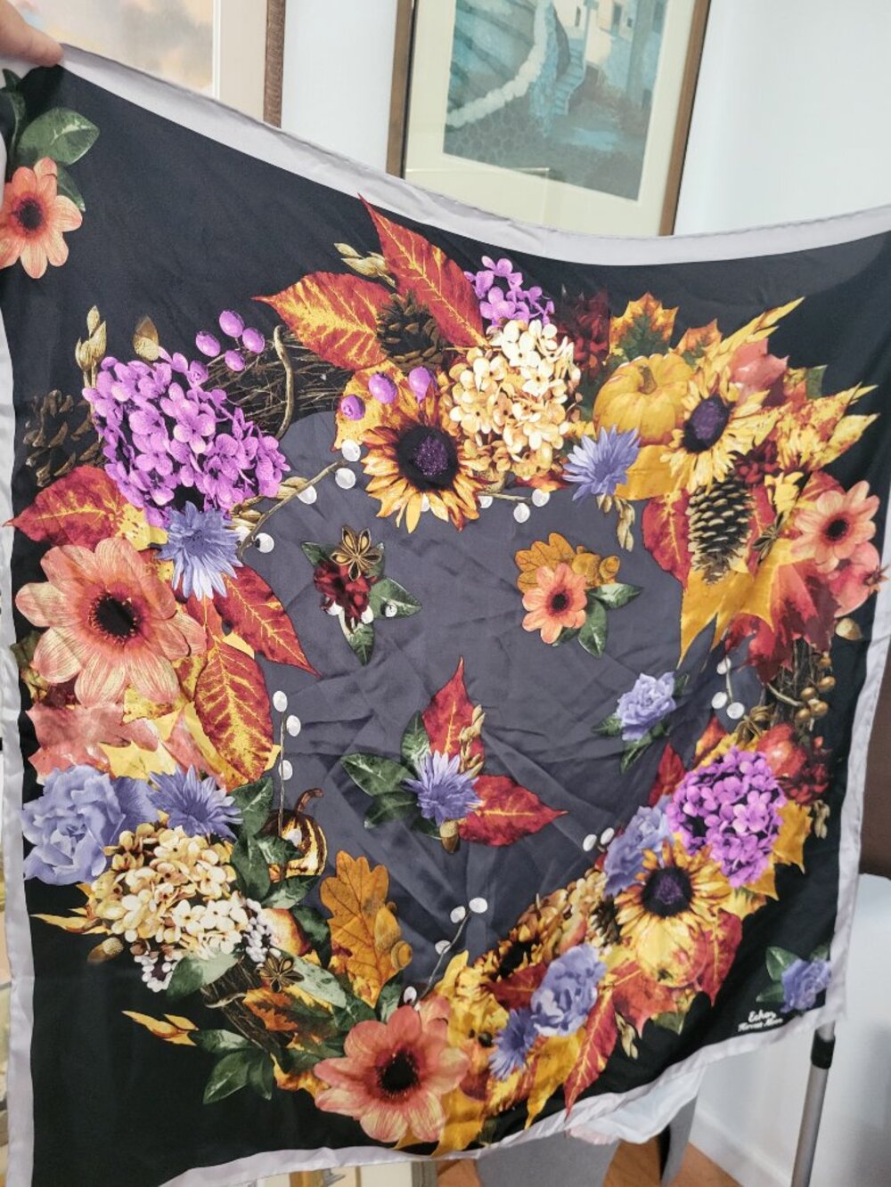 Echo 100% Silk Scarf Titled Harvest Moon